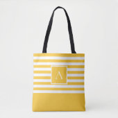 CHIC YELLOW WHITE STRIPE Square Letter Monogram Draagtas (Voorkant)