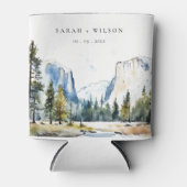 Chic Yosemite National Park CA Waterverf bruiloft Blikjeskoeler (Voorkant)