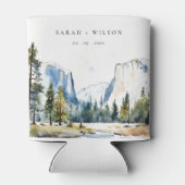 Chic Yosemite National Park CA Waterverf bruiloft Blikjeskoeler (Achterkant)