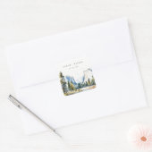 Chic Yosemite National Park CA Waterverf bruiloft Vierkante Sticker (Envelop)