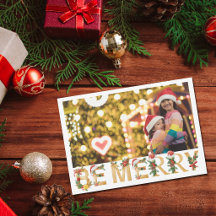 Chic Zalig Kerstmis Kids Foto Gouden Letters