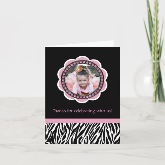 Chic Zebra Anniversaire Merci Cartes (Devant)