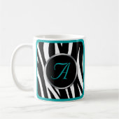 Chic Zebra Imprimer Monogramme Turquoise tasse (Gauche)