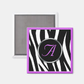 Chic Zebra Imprimer Violet Monogramme Aimant (Recto/Verso)