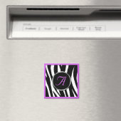 Chic Zebra Imprimer Violet Monogramme Aimant (In Situ (Lave-vaisselle))