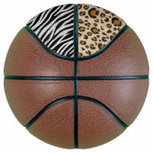 Chic Zebra Leopard Animal Print Girl's Initialen Basketbal (Rechts)