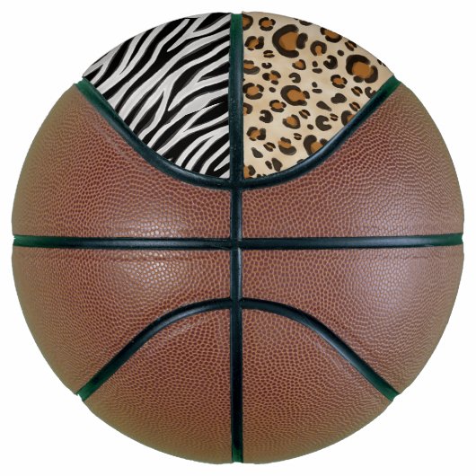 Chic Zebra Leopard Animal Print Girl's Initialen Basketbal (Rechts)