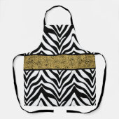 Chic Zebra Pattern Gold Glitter-Kijk Confetti Schort (Voorkant)