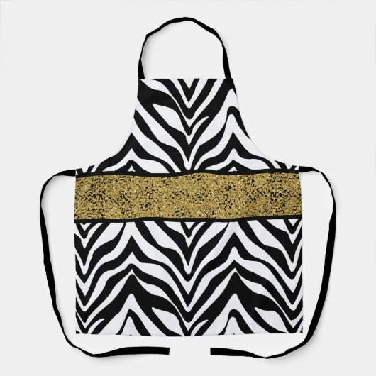 Chic Zebra Pattern Gold Glitter-Kijk Confetti Schort (Voorkant)