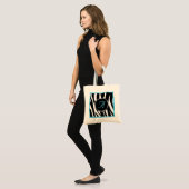 Chic Zebra Print Aqua Blue Monogram Canvas tas (Voorkant (model))