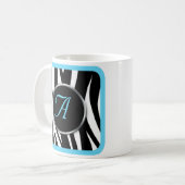 Chic Zebra Print Aqua Blue Monogram mok (Voorkant links)