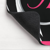 Chic Zebra Print Berry Pink Monogram mousepad Muismat (Hoek)