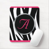 Chic Zebra Print Berry Pink Monogram mousepad Muismat (Met muis)