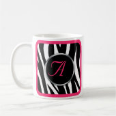 Chic Zebra Print Berry roze Monogram mok (Links)
