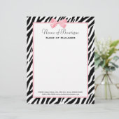 Chic Zebra Print Boutique Light True roze lint Briefhoofd Ontwerp (Staand voorkant)