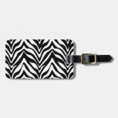 Chic Zebra Print en Pink Lace Monogram Naam Bagagelabel (Voorkant horizontaal)