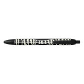 Chic Zebra Print Faux Diamond Monogram Zwarte Inkt Pen (Achterkant)
