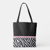 Chic Zebra Print Girly Light roze lint met naam Draagtas (Achterkant)