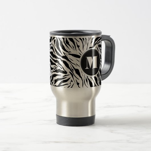 Chic Zebra Print Monogram Reisbeker (Voorkant rechts)