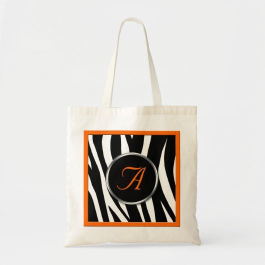 Chic Zebra Print Oranje Monogram Canvas tas (Voorkant)