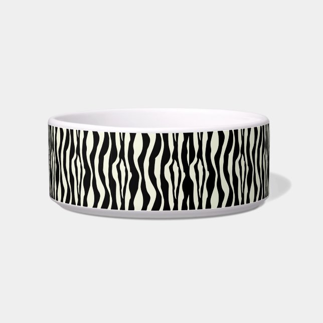 Chic Zebra Print Pearls Monogram Name Dish Voerbakje (Rechts)