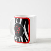 Chic Zebra Print Red Monogram mug (Devant gauche)