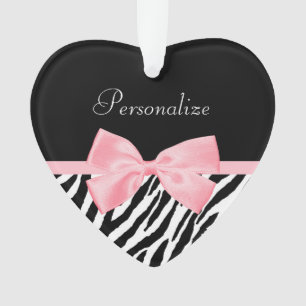 Chic Zebra Print Soft Girly Light Roze lint Ornament
