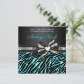 Chic Zebra Quinceañera Invitation Avec Bow Bijoux (Debout devant)