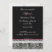 chic zebra rose Graduation photo Invitation (Dos)