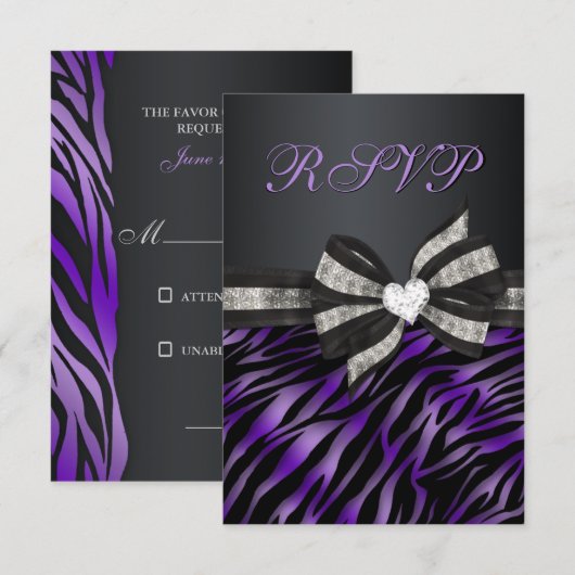 Chic Zebra RSVP Avec Bow Bijoux (Devant / Derrière)