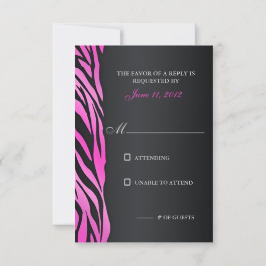 Chic Zebra RSVP Avec Bow Bijoux (Dos)