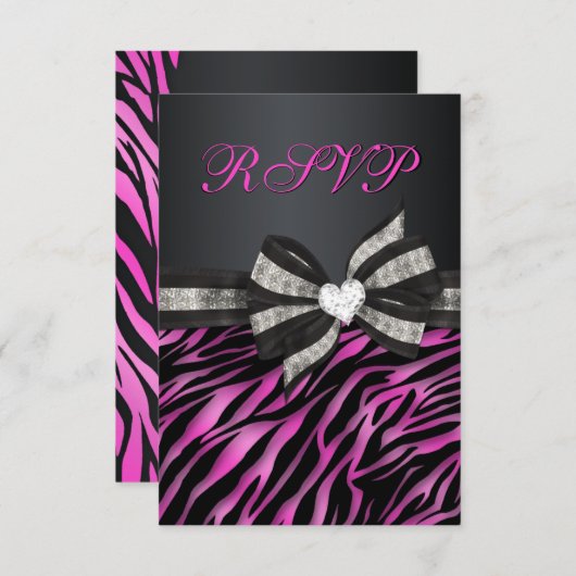 Chic Zebra RSVP Avec Bow Bijoux (Devant / Derrière)