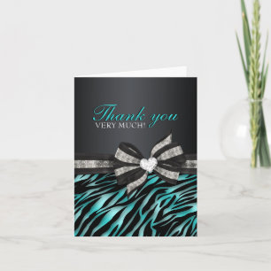 Chic Zebra Sweet sixteen Carte de remerciements