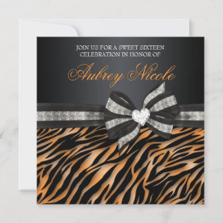 Chic Zebra Sweet Sixteen nodigt uit met juwelen. Kaart
