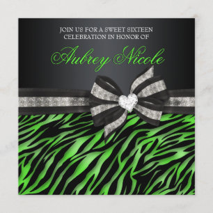 Chic Zebra Sweet Sixteen nodigt uit met juwelen. Kaart