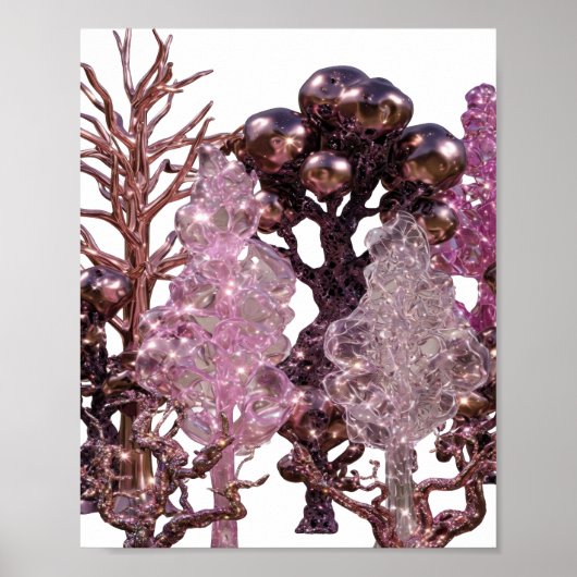 Chic Zilver ABSTRACTE KUNST Statement Design Poster (Voorkant)