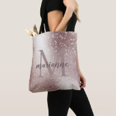 Chic Zilver Glitter Monogram Aangepaste Naam Draagtas (Dichtbij)