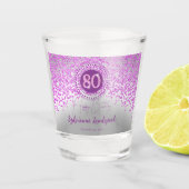 Chic Zilver & Roze Glitter 80ste Verjaardag Gift Shot Glas (Voorkant)