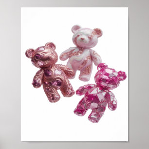 Chic Zilver ROZE TEDDYBEREN Citaat Design Poster