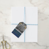 Chic Zilveren Folie Goud & Donkerblauwe Zebra Prin Cadeaulabel (Met Touw)
