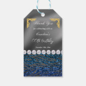 Chic Zilveren Folie Goud & Donkerblauwe Zebra Prin Cadeaulabel (Achterkant)