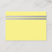 Chic Zilveren Folie Strepen Geel Baby Shower Ticke Visitekaartje (Achterkant)