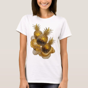 Chic Zilveren Gouden Ananas Bloei T-shirt