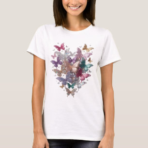Chic Zilveren VLINDERS HART Shirt Ontwerp