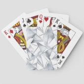 Chic Zilveren Witte Driehoeken Kerstmis Pokerkaarten (Achterkant)