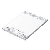 Chic Zilveren Witte Driehoeken Notitieblok (Gedraaid)