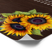 Chic Zonnebloemen Hout Trouwstoel Grafiek Poster (Hoek)