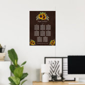 Chic Zonnebloemen Hout Trouwstoel Grafiek Poster (Thuiskantoor)