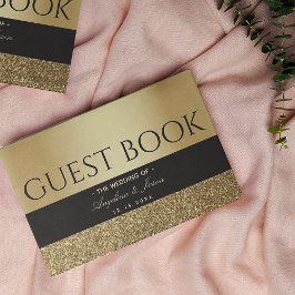 Chic zwart en goud bruiloft gastenboek