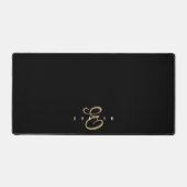 Chic Zwart en Goud Script Monogram Notitieboek Bureaumat (Voorkant)